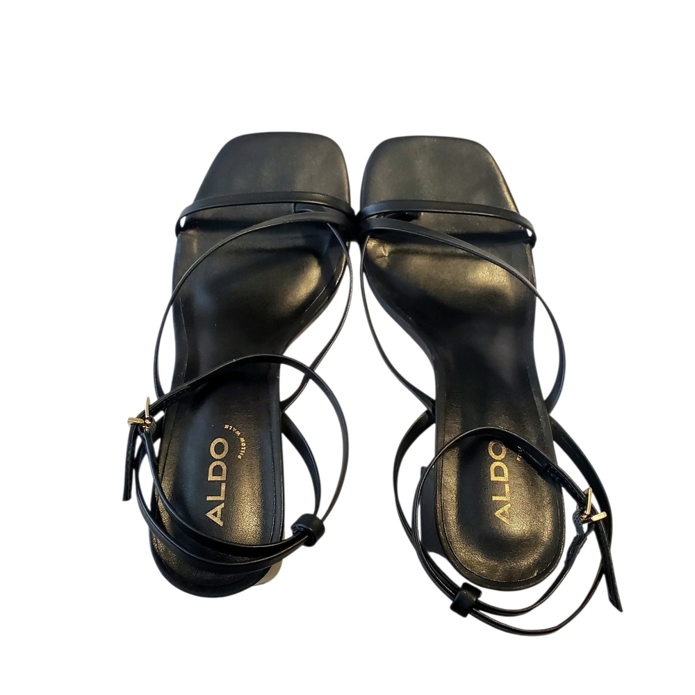 ALDO Black Strappy Women's Chunky Heel Size 7.5 - Box Not Included